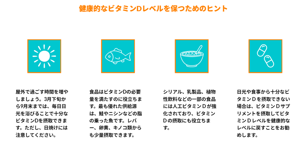 ビタミンDレベルを保つヒント