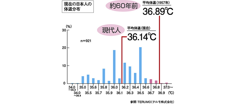 日本人の体温分布