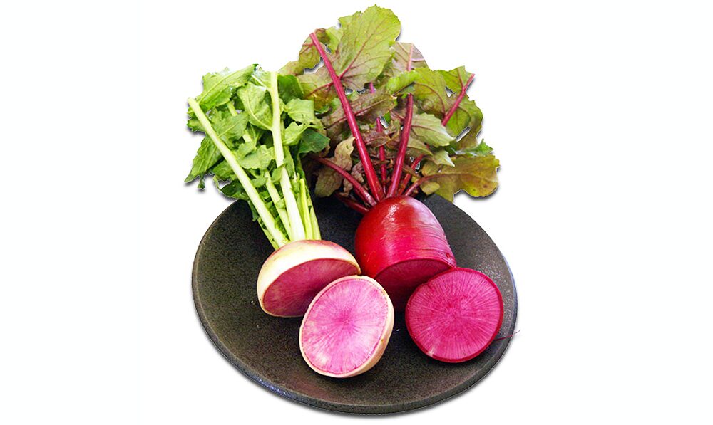 左: 紅芯大根 右: 紅くるり