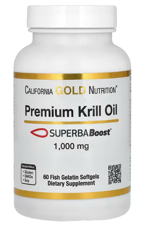 カリフォルニアゴールドニュートリション、プレミアムクリルオイル（スーパーバブースト配合）、1,000mg、フィッシュゼラチンソフトジェル60粒