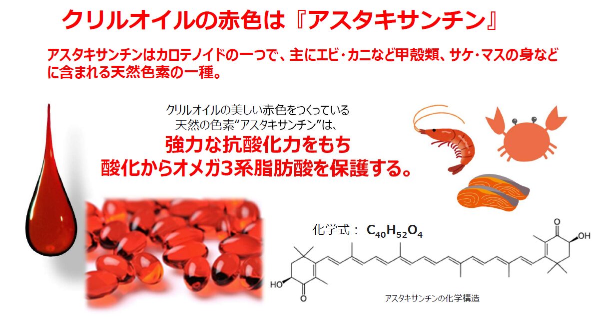 クリルオイルの成分の一つアスタキサンチン